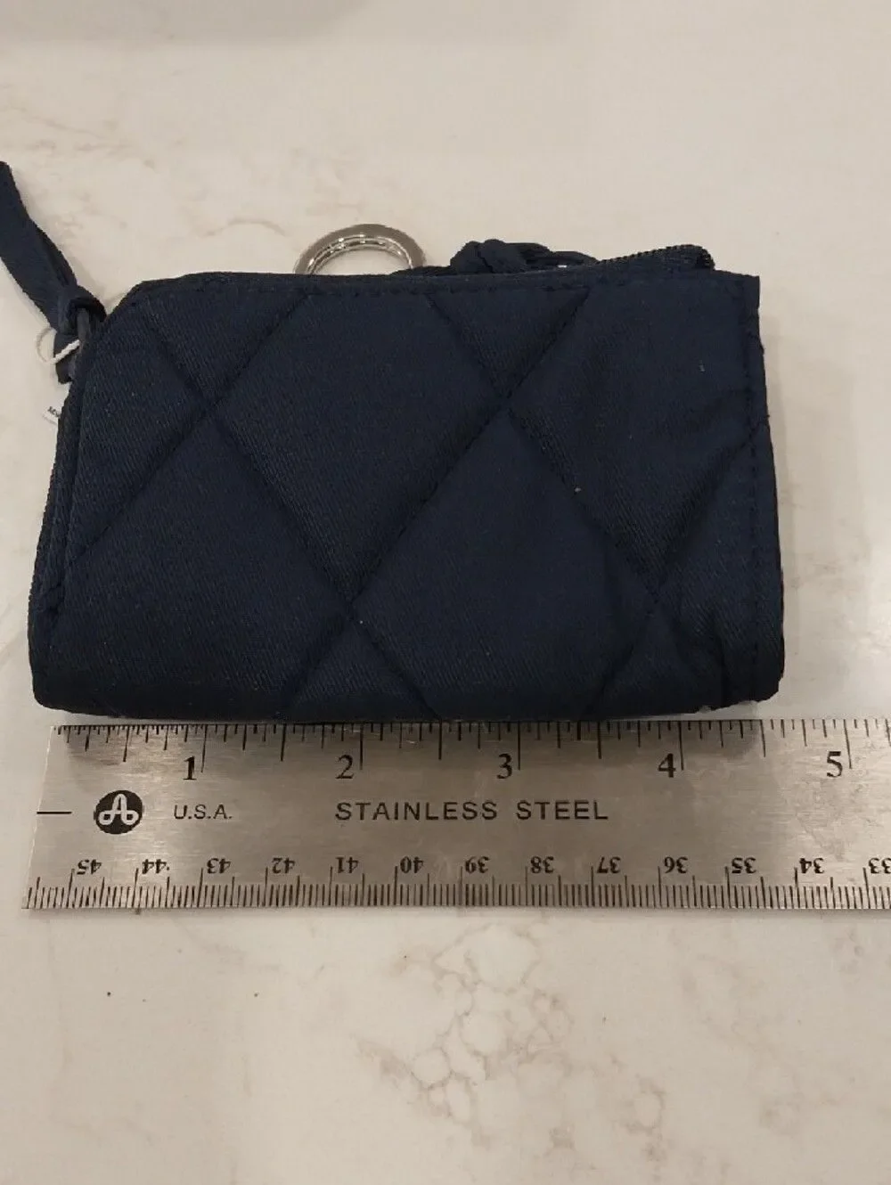 Vera Bradley Navy Quilted Key & Card Holder with Blue Floral Strap